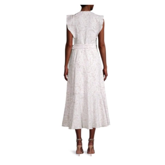 Rebecca Taylor Zadie Cotton Wrap Ruffle Dress 16 - Picture 3 of 9